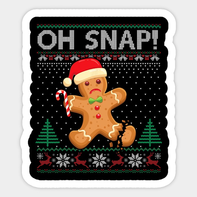 Gingerbread Man Cookie Ugly Sweater Oh Snap Christmas Sticker by rivkazachariah